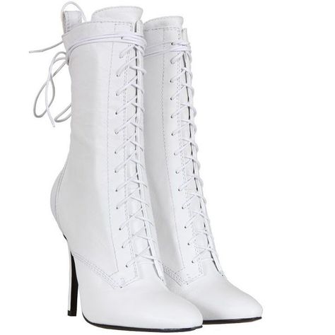 Balmain White Smooth Leather Lace Up Booties ($910) ❤ liked on Polyvore featuring shoes, boots, ankle booties, heels, balmain, women, white heel boots, white boots, high heel booties and pointed toe booties White High Heel Boots, White Lace Up Boots, Balmain Boots, White Heel Boots, Descendants Oc, Balmain Women, Lace Up Heel Boots, Cl Fashion, White Leather Boots