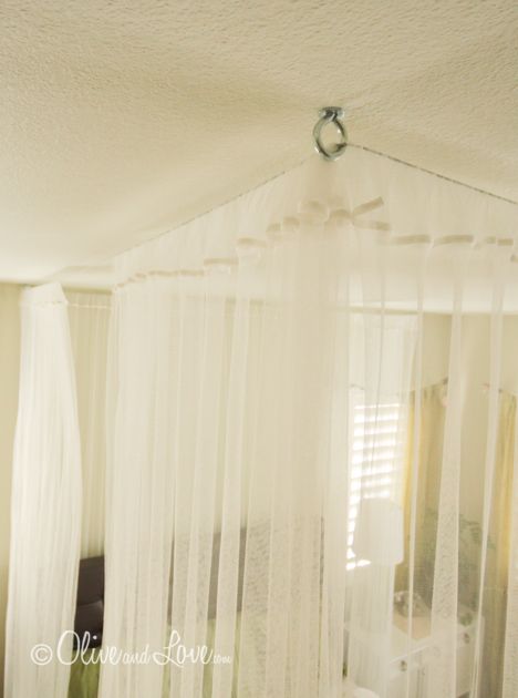 Ceiling Bed Canopy, Ceiling Bed, Canopy Diy, Canopy Bed Diy, Curtain Hanging, Diy Canopy, Canopy Design, Bed Canopy, Bed Curtains