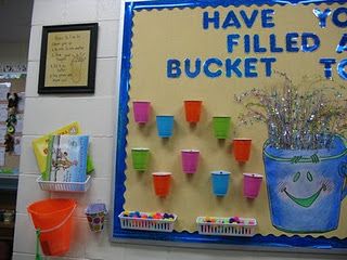 How Full is Your Bucket ... one of my favorite projects ... noting kindness, making certain everyone is recognized.  We are using this book and idea this year district wide for our Character Education program....lots of things to do with this concept! Bucket Filler Bulletin Board, Bucket Fillers, Beach Theme Classroom, Fill Your Bucket, Bucket Filler, Door Display, Bucket Filling, Classroom Behavior, Classroom Fun