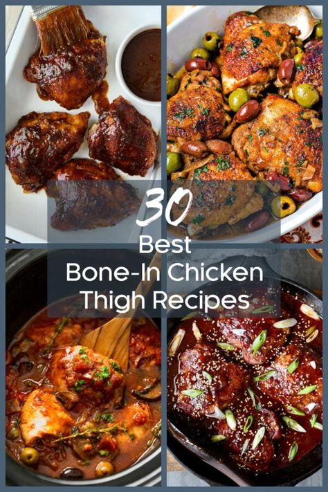 Baked Bbq Chicken Thighs, Dinner Party Entrees, Easy Baked Chicken Thighs, Honey Baked Chicken, Bone In Chicken Recipes, Bbq Chicken Thighs, Crispy Oven Baked Chicken, Braised Chicken Thighs, Bone In Chicken Thighs