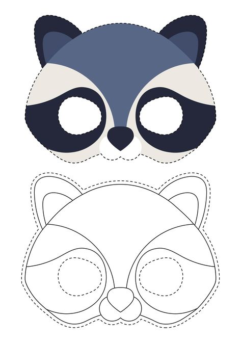 Animal Mask Drawing, Animal Masks Craft, Animal Masks Diy, Animal Mask Templates, Raccoon Mask, Printable Animal Masks, Mask Template Printable, Animal Masks For Kids, Felt Animal Masks