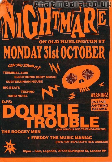 80s Goth Flyers, Rave Flyer, Halloween Band, Rave Poster Design Party Flyer 90s, 2000s Rave Flyers, 90s Rave Flyers, Halloween Event Poster, Vintage Rave Flyers, Club Party Flyer