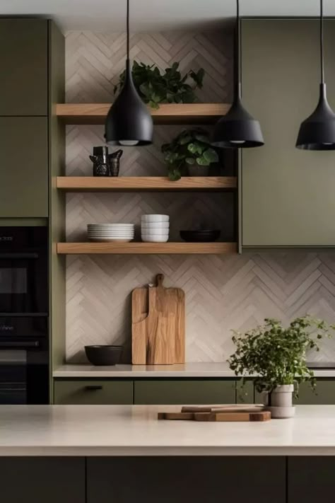 Why Everyone's Obsessed with Green Kitchen Cabinets Right Now! Old Farmhouse Kitchen, Green Kitchen Designs, Green Kitchen Cabinets, Green Cabinets, Elegant Kitchens, Cozy Kitchen, Kitchen Inspiration Design, Green Kitchen, Kitchen Inspo