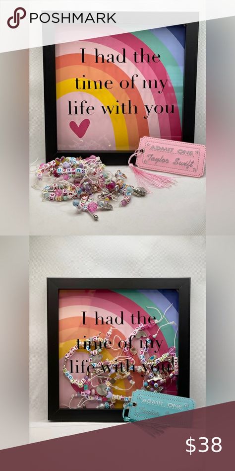 Friendship Bracelets Keepsake Display Keepsake Display, Black Words, Vacation Wedding, Eras Tour, Shadow Box, White Border, Friendship Bracelets, Special Events, Of My Life