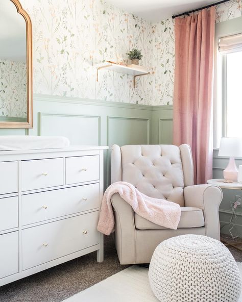 Since I’m wrapping up my last nursery 😭 let’s revisit my other two 💕 #diy #diymama #nursery #nurseryinspo #nurserydesign #diynursery #diyhome Twin Nursery Room Ideas, Twin Girl Nursery Pink, Green And Mauve Nursery, Pink And Green Nursery Ideas, Baby Girl Nursery Green And Pink, Coquette Nursery Room, Nursery Mood Board Girl, Green And Pink Baby Room, Pink And Sage Nursery