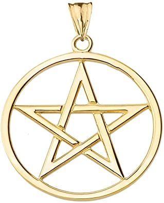 Elegant 10k Yellow Gold Pentagram Charm Pendant Jewelry Text, Triple Chain Necklace, Gold Tungsten Wedding Bands, Moon Goddess Necklace, Satya Jewelry, Front Back Earrings, Mom Ring, Blue Topaz Bracelet, Goddess Necklace