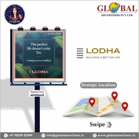 Lodha launches outdoor campaign for its upcoming project in Andheri. For best deals call now: 98200 82849 Know us: www.globaladvertisers.in #GlobalAdvertisers #ooh #DOOH #oohadvertising #doohadvertising #oohmedia #oohmarketing #oohhoarding #advertising #advertisingagency #hoarding #billboard #mumbai #corporateads #outdoormedia #advertisingfirm #outofhome #creative #innovative #outdooradvertising #bestadagency #AdvertisingCompany #creativeadagency #outofhomeadvertising #marketingagency Hoarding Design Advertising, Hoarding Design, Out Of Home Advertising, Real Estate Marketing Design, Advertising Company, Ad Agency, Best Ads, Outdoor Advertising, Advertising Agency