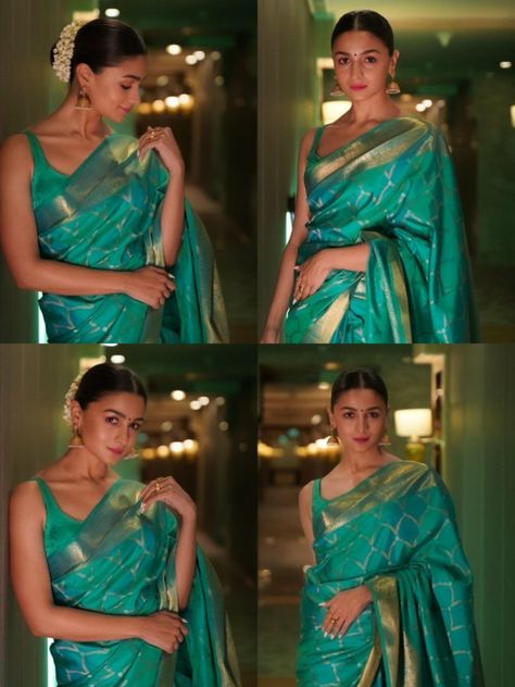 Alia Bhatt Saree Looks, Sarees Combination, Saree 2023, Diwali Fashion, Indian Fits, Indian Dress Up, Party Outfit College, Hair Style On Saree, Indian Sari Dress