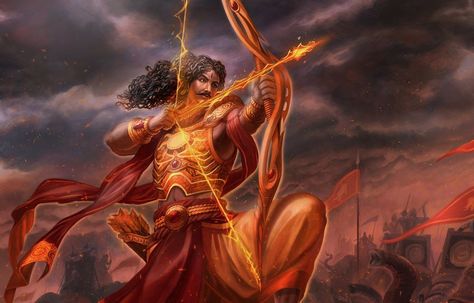 A birth in the haste of youth, Karna had to bear the runt of his birth throughout his life. A warrior, a faithful friend, and an outcast Karna's life was Great Warriors, The Mahabharata, Shri Ram Photo, Vedic Art, Hinduism Art, Unsung Hero, Lord Shiva Painting, God Pictures, God Art