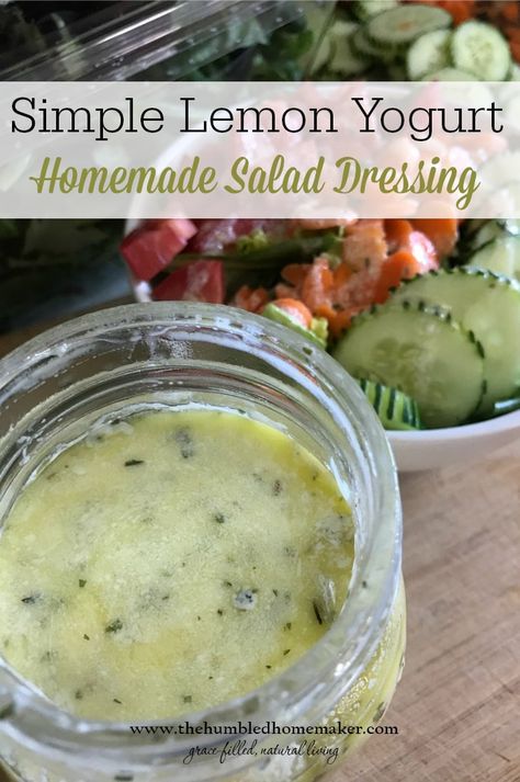 Yogurt Homemade, Lemon Salad Dressings, Lemon Greek Yogurt, Salad Dressing Recipes Homemade, Yogurt Dressing, Lemon Yogurt, Homemade Salads, Homemade Dressing, Homemade Salad Dressing