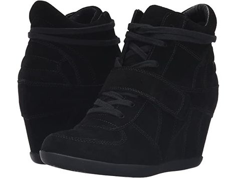 ASH Bowie | Zappos.com Women's Lace Up Boots, Heel Sneakers, Wedge Heel Sneakers, Ash Shoes, Velcro Shoes, Black Leather Shoes, Suede Wedges, Wedge Sneakers, Black High Heels