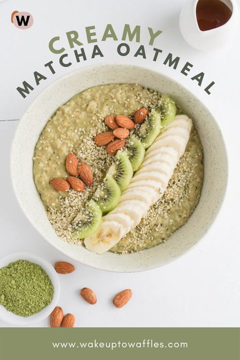 Matcha Oatmeal, Creamy Matcha, Oatmeal Porridge, Breakfast Bites, Oatmeal Recipe, Nourishing Foods, Vegan Gluten Free Recipes, Vegan Healthy, Oatmeal Recipes