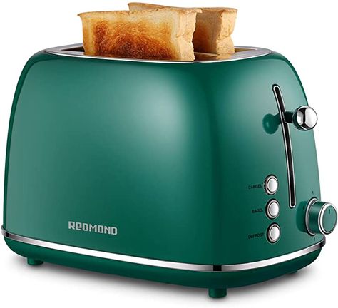 AmazonSmile: REDMOND 2 Slice Toaster Retro Stainless Steel Toaster with Bagel, Cancel, Defrost Function and 6 Bread Shade Settings Bread Toaster, Extra Wide Slot and Removable Crumb Tray, Mint Green, ST028: Kitchen & Dining Mini Toaster, Retro Toaster, Bread Toaster, Stainless Steel Toaster, Countertop Oven, Eating Raw, Toaster Oven, Small Appliances, Pressure Cooker