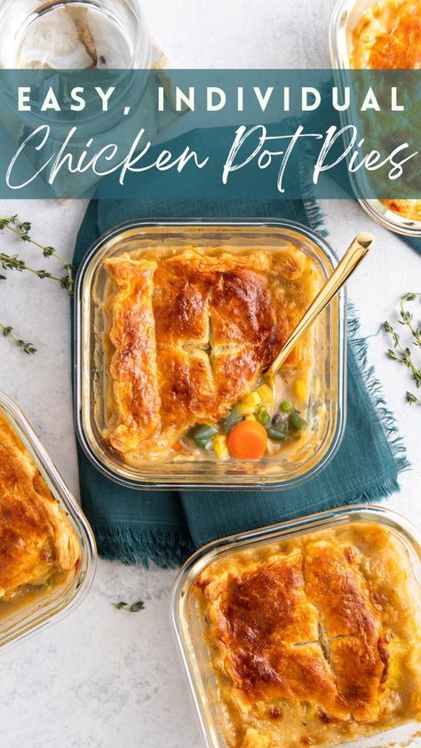 Individual Chicken Pot Pies Individual Chicken Pot Pies, Healthy Chicken Pot Pie, Peanut Butter Chicken, Chicken Pot Pies, Clean Chicken, Weekly Meal Plans, Fitness Pal, Butter Chicken Recipe, My Fitness Pal