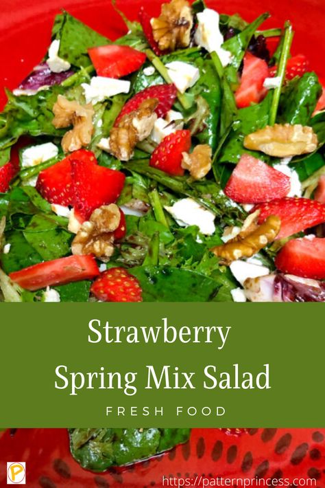 This strawberry spring mix salad is packed with good-for-you-ingredients and dressed with an easy homemade balsamic vinaigrette. Just a simple and delicious combination. #salad #strawberry #springfood #healthy #vinaigrette #freshfood #dinner #foodie #easyrecipe #simpleingredients Spring Mix Salad Recipes, Salad Recipes Healthy, Mix Salad, Salad Simple, Homemade Balsamic Vinaigrette, Homemade Garden, Spring Mix Salad, Vinaigrette Salad, Caesar Salad Recipe