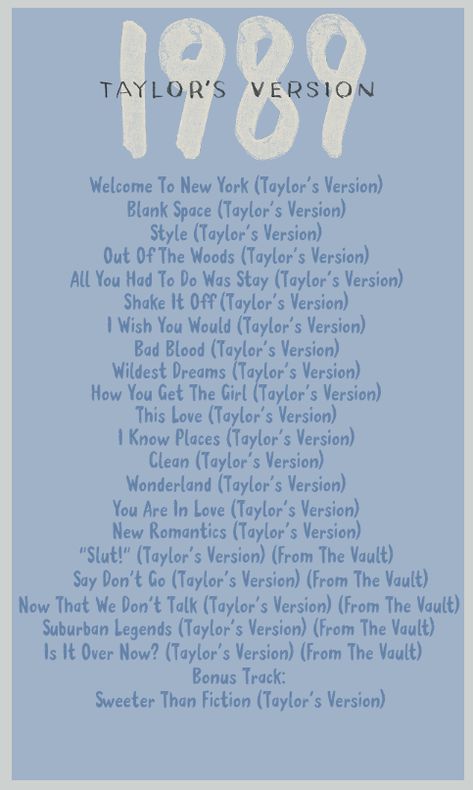 Taylor Swift Songs List, 1989 Quotes, 1989 Taylor Swift Album, All Taylor Swift Songs, Blank Space Taylor, Mother Song, 1989 Tv, Taylor Swift Party, Taylor Swift Birthday