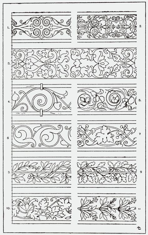 From, "A Handbook of Ornament". 1898 by Franz Sales Meyer. Ornament Drawing, Lan Can, Illuminated Manuscript, Border Design, Wikimedia Commons, Islamic Art, Pattern Art, Habitat, Embroidery Patterns