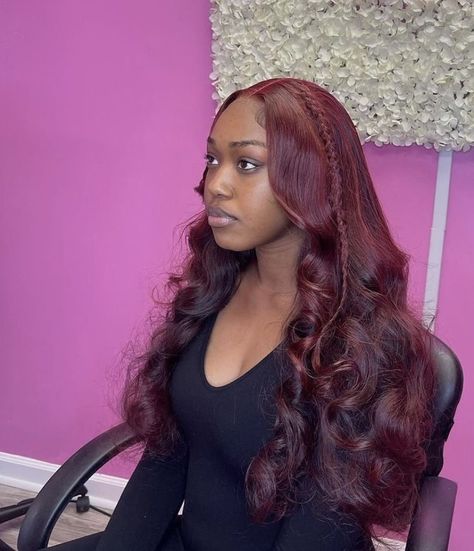 Burgundy Hair Dye, South East Asian, Frontal Wig Hairstyles, Sew In Hairstyles, Quick Weave Hairstyles, Dyed Hair Inspiration, Frontal Hairstyles, Burgundy Hair, Dope Hairstyles