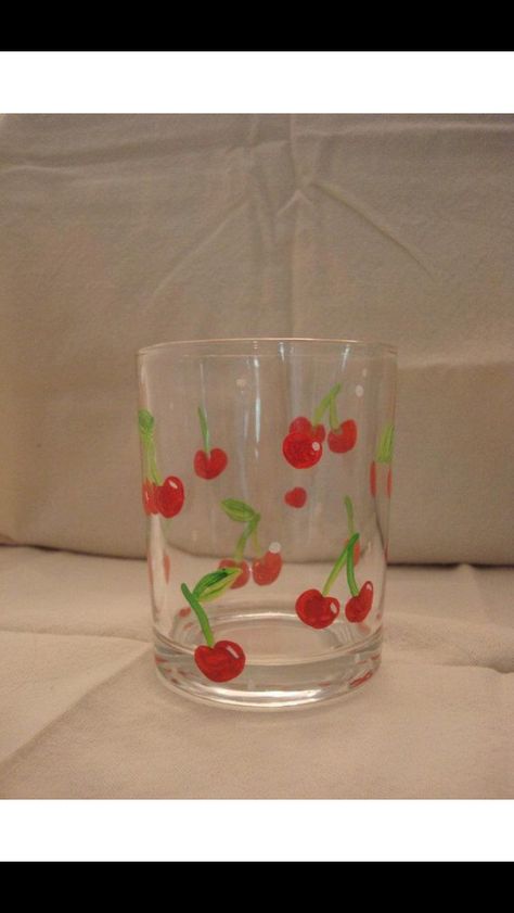 Shot Glasses Diy, Cherries Painting, Girls Night Crafts, Disney Princess Gifts, Painted Glass Bottles, Baby's 1st Christmas Ornament, Shot Cups, Hand Painted Glassware, Painted Glasses