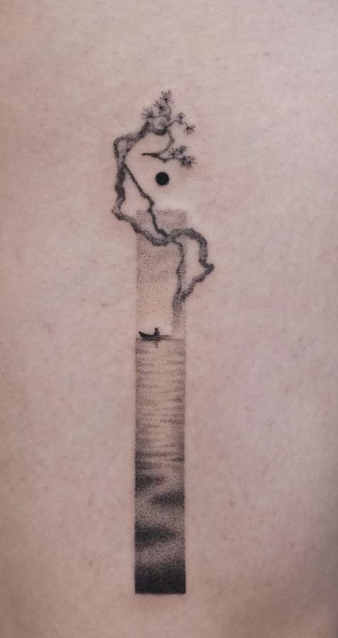 Two Paths Tattoo, Foggy Forest Tattoo, Wilderness Tattoo, Negative Space Tattoo, Forest Tattoos, Foggy Forest, Nature Tattoos, Art Ideas, Tattoos