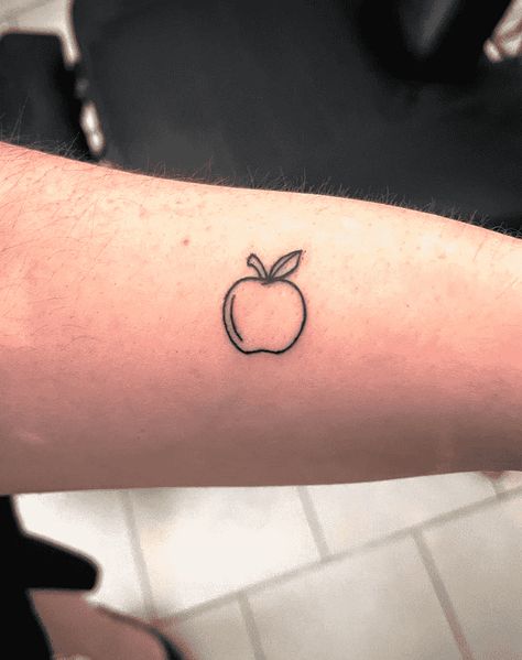 Apple Tattoo Design Ideas Images Apple Outline Tattoo, Apple Tattoo Design, Apple Tattoo Ideas, Pear Tattoo, Grace Tattoo, Teacher Tattoos, Grace Tattoos, Apple Tattoo, Nyc Tattoo