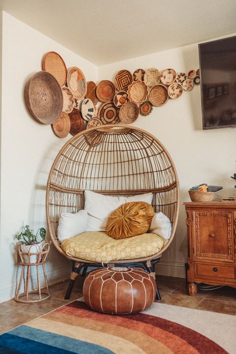 Basket Walls Boho Living Room, Basket Walls Boho, Basket Walls, Military Housing, Boho Inspo, House Makeover, Basket Wall, Boho Room, Time And Space