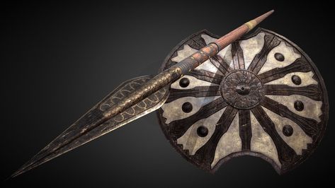 Achilles Shield, Shield And Spear, Spear And Shield, Gods Of Olympus, Geometry Triangles, The Invincible, Leather And Brass, Hemp Rope, Cow Leather