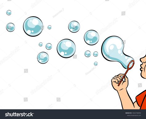 Bubble Blowing, Retro Vector Illustration, Pop Art Retro, Retro Vector, Comic Book Style, Soap Bubbles, Book Style, Illustration Sketches, Graphic Illustration