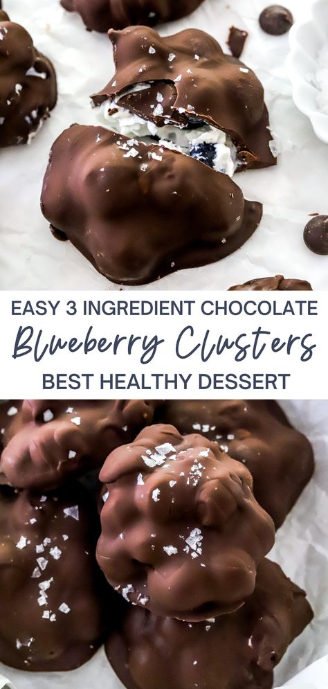 Greek Yogurt Covered Blueberries, Healthy Desserts With Blueberries, Chocolate Covered Blueberry Yogurt Bites, Greek Yogurt Blueberries, Greek Yogurt And Dates, White Chocolate Healthy Dessert, Nonfat Greek Yogurt Dessert, Healthy Blueberry Recipes Clean Eating, Chocolate Covered Greek Yogurt Bites