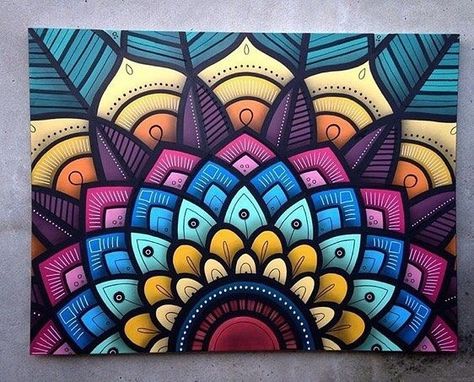 Mexican Pots, Paisley Mandala, Mandala Zentangle, Wall Murals Painted, زجاج ملون, Easy Canvas, Mandalas Design, Mandala Wall Art, Mandala Design Art