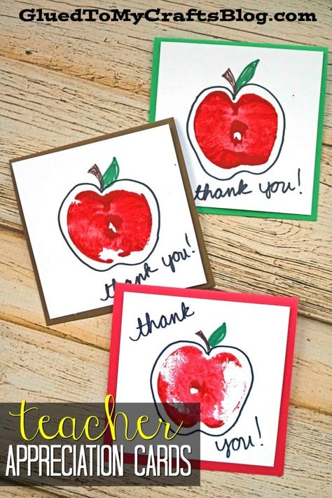 Handmade Teachers Day Cards, Fine Motor Crafts, Daycare Art, Teacher Presents, September Art, Pta Ideas, Apple Craft, Teacher Appreciation Cards, Johnny Appleseed