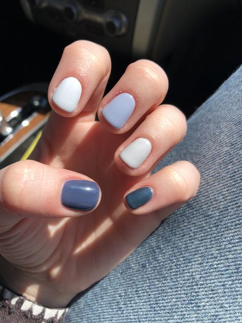 Blue Gel Nails, Multicolored Nails, Nail Color Combos, Short Gel Nails, Blue Gel, Simple Gel Nails, Nails Blue, Best Nail Polish, Cute Gel Nails