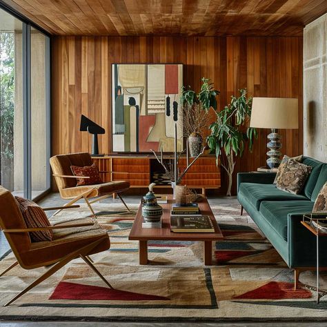 Mid Century Modern Living Room Ideas, Mid Century Interior Design, Modern Living Room Ideas, Modern Living Space, Mid Century Modern Interior Design, Mid Century Interior, Retro Living Rooms, Mid Century Living Room, Mid Century Modern Living