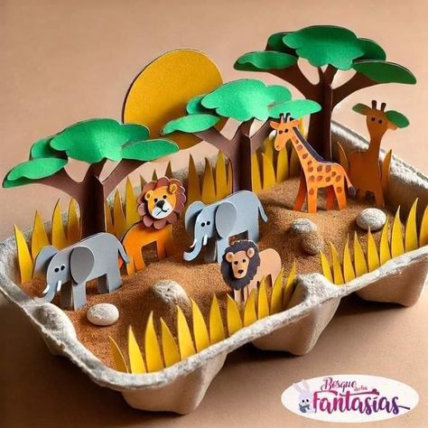 Animal Planet Activities For Kids, Grassland Diorama, Habitat Projects For Kids, Animal Habitat Diorama, Animal Habitat Project, Kids Craft Work, Craft Exhibition, Craft Work For Kids, Creative School Project Ideas