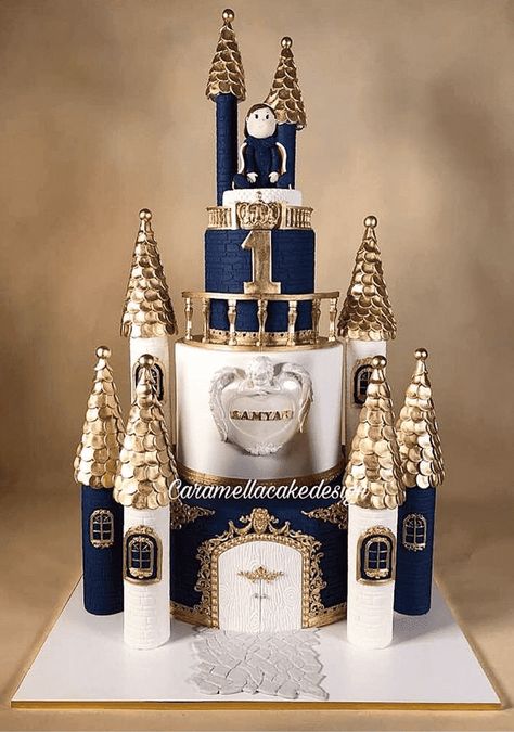 Unique Birthday Cakes For Kids Boys, Prince Cake Ideas, Cake Designs Birthday For Boys, Royal Birthday Theme, Castle Cake Ideas, Castle Cake Design, Prince Theme Cake, Royal Birthday Cake, Royal Prince Cake