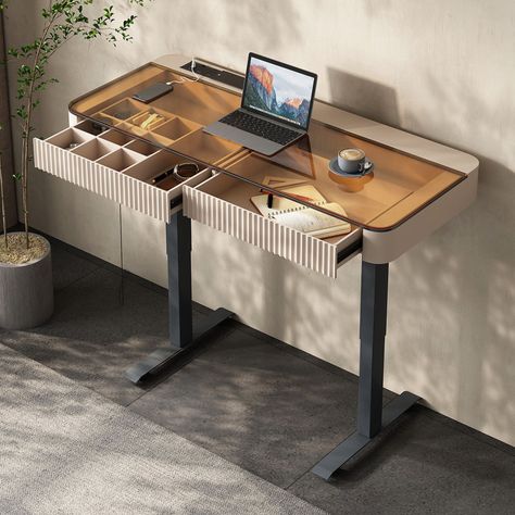 Orren Ellis Desk | Wayfair Lift Desk, Big Desk, Power Socket, Best Desk, Storage Drawer, Study Office, Home Office Desks, Orren Ellis, Storage Drawers