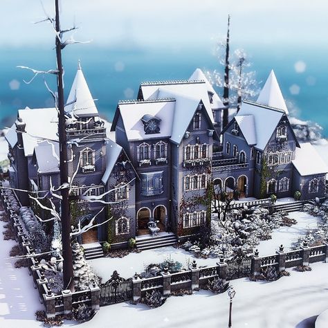 Vampire Mansion Exterior, Sims4 Vampire House, Sims 4 Vampire House, Sims Mansion, Sims 4 Mansion, Vampire Mansion, City Skylines Game, Vampire House, House Outline