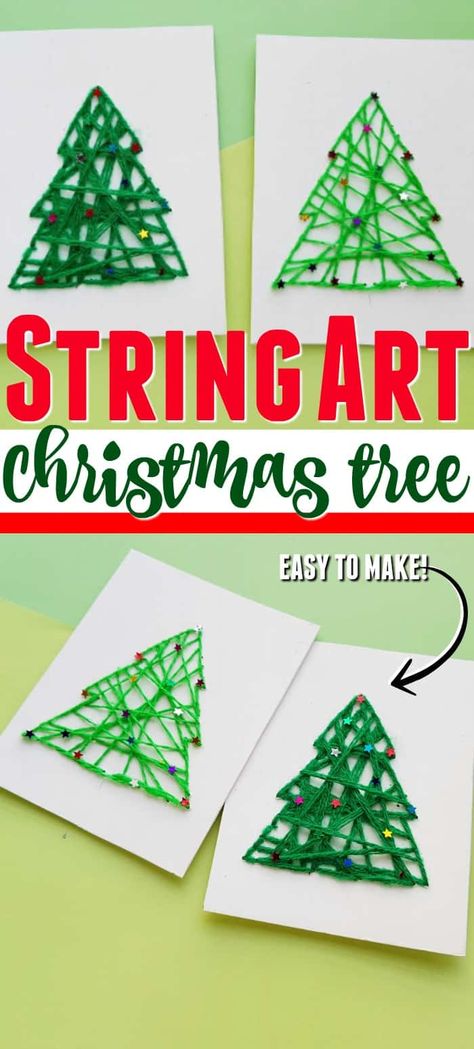 String Art Christmas Crafts Grade 8 Christmas Art, Student Crafts For Parents, Easy Christmas Crafts For Older Kids, Easy Crafts For Middle Schoolers, Christmas Student Crafts, Christmas Gifts From Students To Parents 5th Grade, Christmas Crafts Second Grade, Art Class Christmas Projects, Middle School Ornament Craft