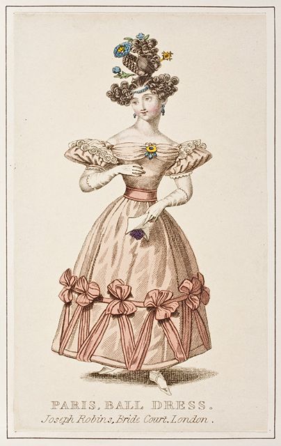 1830. Paris ball dress. 1830s Dress, 1830s Fashion, Romantic Era, Romantic Period, 1800s Fashion, Regency Fashion, 19th Century Fashion, Period Costumes, Old Fashion