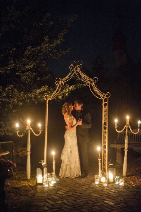 #canopy, #candles  Photography: Lexia Frank Photography - www.lexiafrank.com Lake Weddings, Night Time Wedding, Wedding Ceremony Ideas, Garden Weddings Ceremony, Wedding Lanterns, Romantic Photos, Evening Wedding, Outdoor Wedding Ceremony, Photo Couple