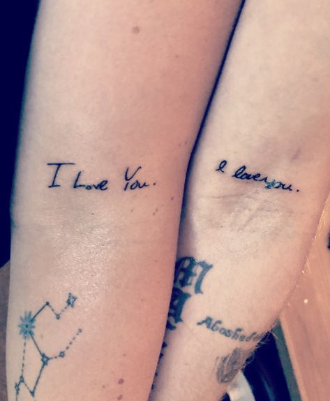 I Love You Hand Writing Tattoo, I Love You Couple Tattoos, Love You Tattoos, I Love You Tattoo Placement, I Love You Tattoo Ideas, I Love You Tattoos, Love You Tattoo, I Love You More Tattoo, I Love You Tattoo