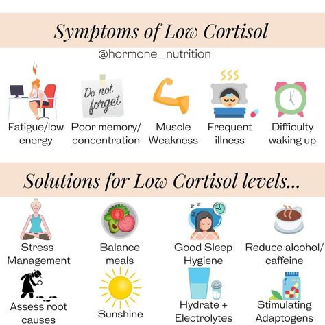 A couple posts ago I talked about how it is possible to go from high cortisol levels to low cortisol levels over time! Today I'll talk about some symptoms and solutions for low cortisol levels. Symptoms of low cortisol: Fatigued and low energy Difficulty concentrating and poor memory Muscle weakness and loss of lean body mass Getting sick often Difficulty waking up in the morning Some solutions for low cortisol (you'll notice many of these are similar to high cortisol levels as well): Stress man Low Cortisol Levels, Low Cortisol, Hormone Nutrition, Couple Posts, Lower Cortisol, Lower Cortisol Levels, Reducing Cortisol Levels, High Cortisol, Blood Sugar Management