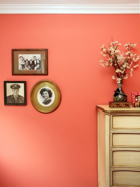 Color Crush: 5 Marvelous Ways To Bring Coral Home This Fall: Be Bold With Coral Paint Coral Paint Colors, Coral Walls, Bathroom Paint Colors, Live Coral, Best Paint Colors, Room Paint Colors, Bedroom Retreat, Paint Brands, Bedroom Paint