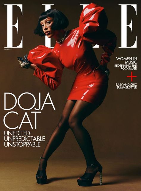 Doja Cat for ELLE magazine, cover June/July 2022 Magazine Cover Ideas, Magazine Design Cover, Cat Magazine, Elle Fashion, Vogue Magazine Covers, Elle Us, Chic Summer Style, Model Magazine, Fashion Magazine Cover