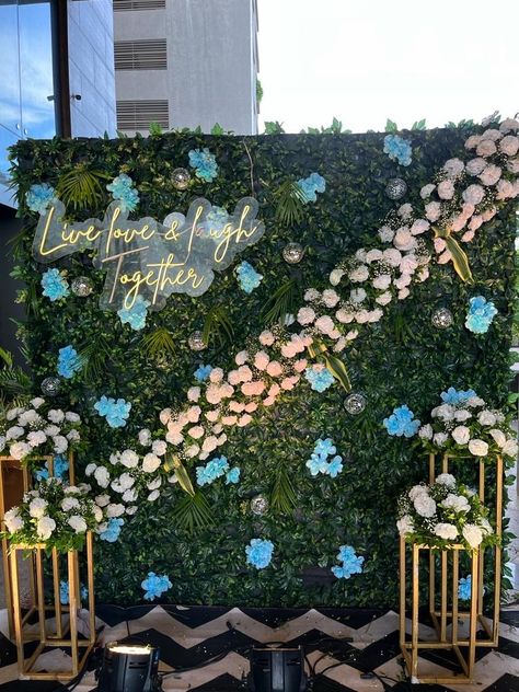 Live Love Laugh Together Wedding Selfie Booth, Selfie Place, Diy Floral Decor, Wedding Stage Backdrop, Umbrella Decorations, Flower Decorations Diy, Stage Backdrop, Birthday Balloon Decorations, Wedding Stage Decorations