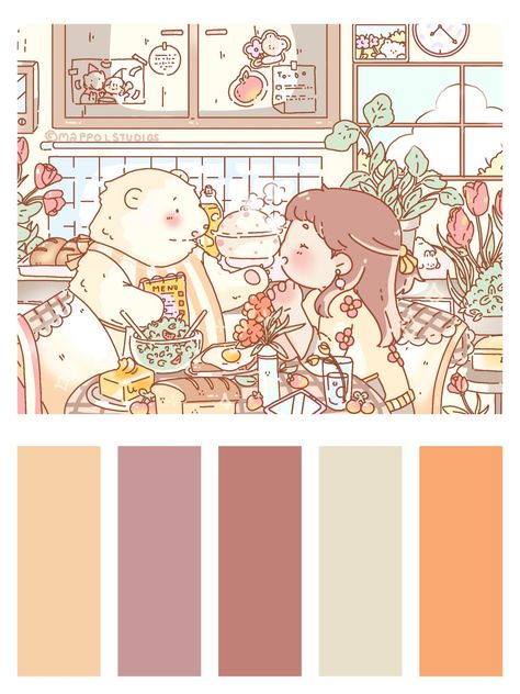 Cute Color Palette, Color Palette Brown, Illustration Color Palette, Peach Color Palettes, Hex Color Palette, Hex Color, Color Schemes Colour Palettes, Color Pallete, Warm Colour Palette