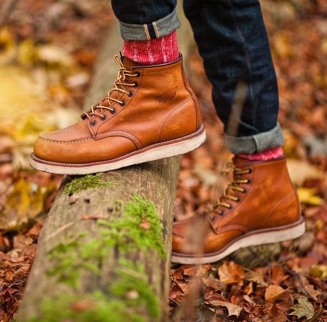 Red Wing Shoes Owners Club Red Wing Boots Outfit Mens Fashion, Red Wings Boots Outfit, Red Wing Boots Men, Red Wings Boots, Mens Lace Up Boots, Boot Outfits, Wing Boots, Moc Toe Boots, Mens Fashion Casual Winter