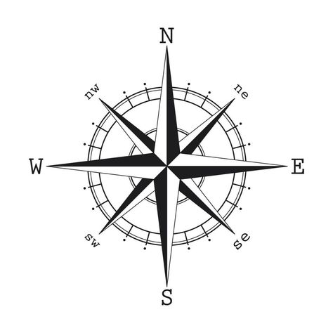 Compass Drawing Simple, Compass Tattoos, Compass Drawing, The Compass, Flat Icon, Compass Tattoo, Compass, Vector Art, Boats