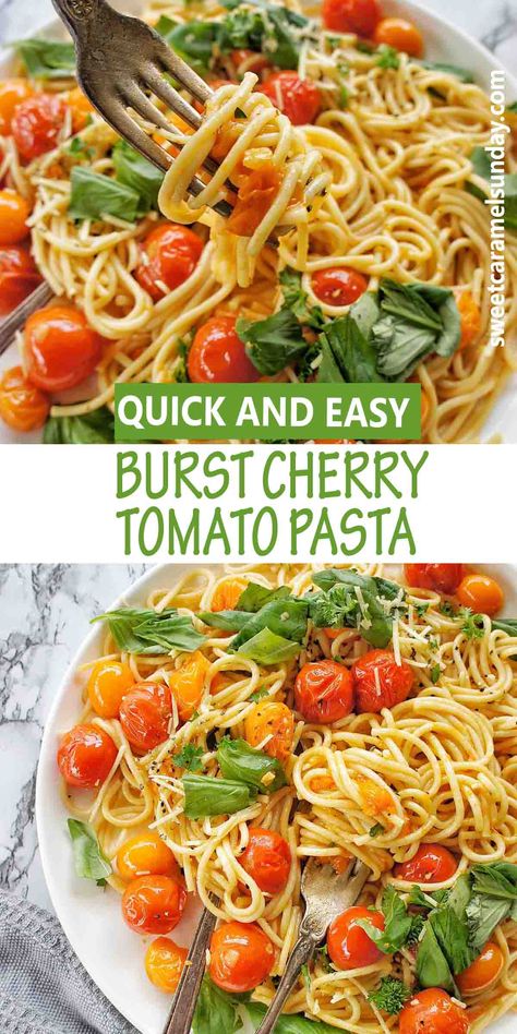 Burst Cherry Tomato Sauce, Burst Cherry Tomato Pasta, Cherry Tomato Pasta Sauce, Easy Weeknight Pasta, Most Popular Recipes On Pinterest, Fresh Tomato Pasta, Weeknight Pasta, Tomato Pasta Recipe, Cherry Tomato Recipes