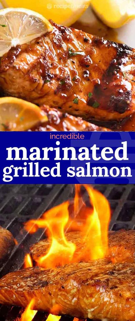 Salmon Marinade Baked, Marinated Grilled Salmon, Grilled Salmon Marinade, Best Salmon Marinade, Salmon Marinade Recipes, Salmon Baked, Salmon Marinade, Bbq Salmon, Cook Salmon